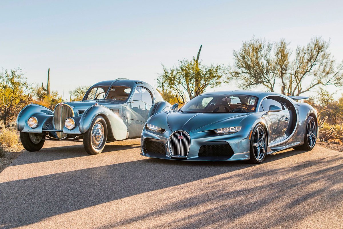 autocar's tweet photo. This is the Bugatti 57 One of One - an ultra-exclusive, 273mph tribute to the Type 57 SC Atlantic and one of the last special-edition Chirons to be produced https://t.co/6S0LexKmN4 https://t.co/K47nDv4SPb