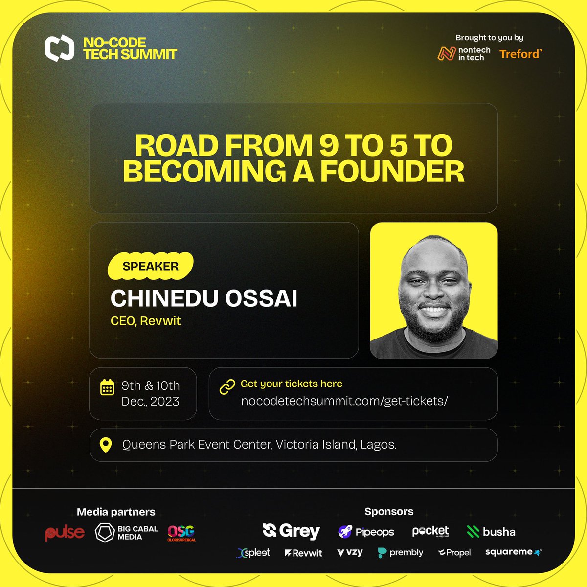 This weekend, find us stationed at the No-Code Tech Summit.
Drop by our session where our CEO, @revbro_ will be discussing the road from career to entrepreneurship. 

Tickets are still available at the <a href="/nocodesummit/">No-code Tech Summit</a> website - nocodetechsummit.com/get-tickets/

We'll see you there... 🚀