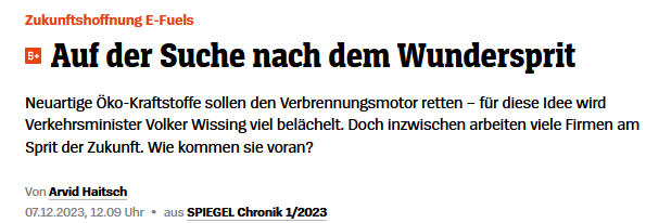 E-Fuels werden wieder ins Spiel gebracht. Was sagt die Wissenschaft dazu? Kurz gesagt: E-Fuels ja, aber nicht für die PKWs. Ein Thread 1/n spiegel.de/auto/auf-der-s…