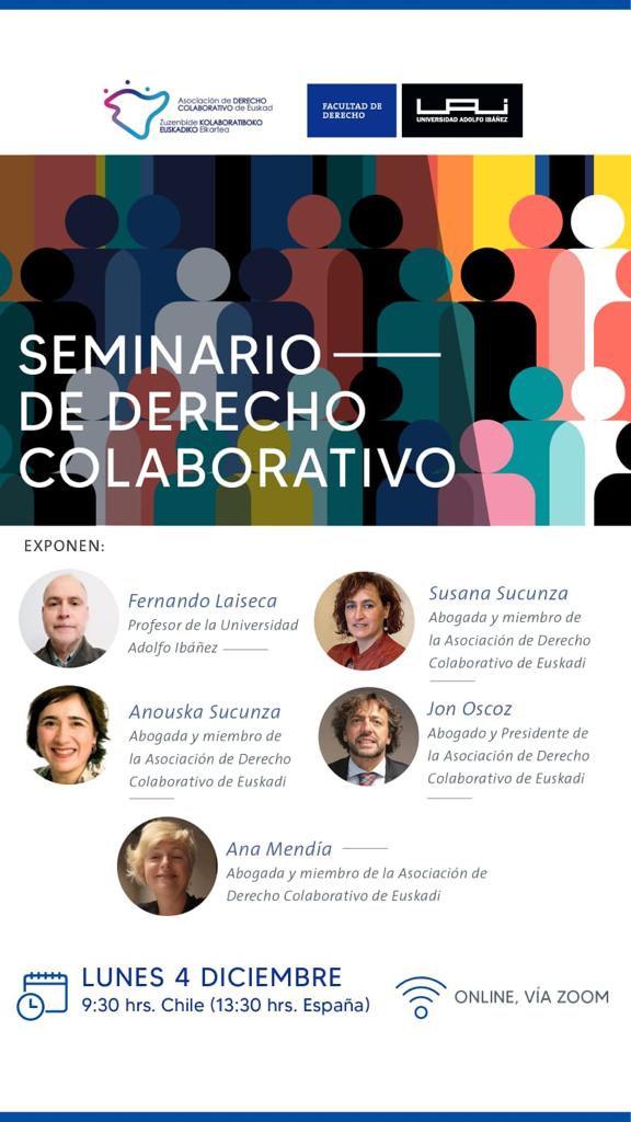 El pasado lunes Jon Oscoz, nuestro Presidente, Susana, Anouska y Ana participaron on line en un Seminario de Derecho Colaborativo, en la Facultad de Derecho de la Universidad Adolfo Ibañez de Chile. Fue un hermoso encuentro el que compartimos. Seguimos avanzando y creciendo!