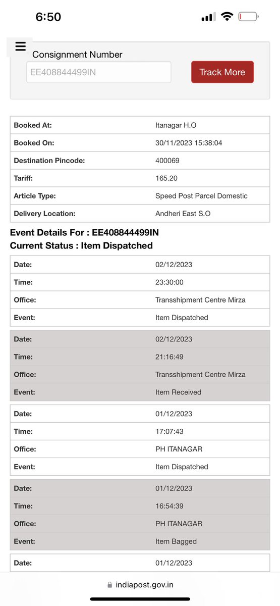 Mohar_B's tweet photo. @IndiaPostOffice @PMOIndia @MEAIndia @DoC_GoI @cbic_india @AmritMahotsav @mygovindia @PIB_India @DDNewslive @AshwiniVaishnaw @devusinh @IndiaPostOffice - Please share an update on EE408844499IN - it was booked via speed post on 30/11 but there are ZERO updates after 2/12. This is highly concerning!!!

Please let me know the estimated date of delivery, it should have arrived by now!!

@AshwiniVaishnaw @devusinh https://t.co/WewW7iIsWh