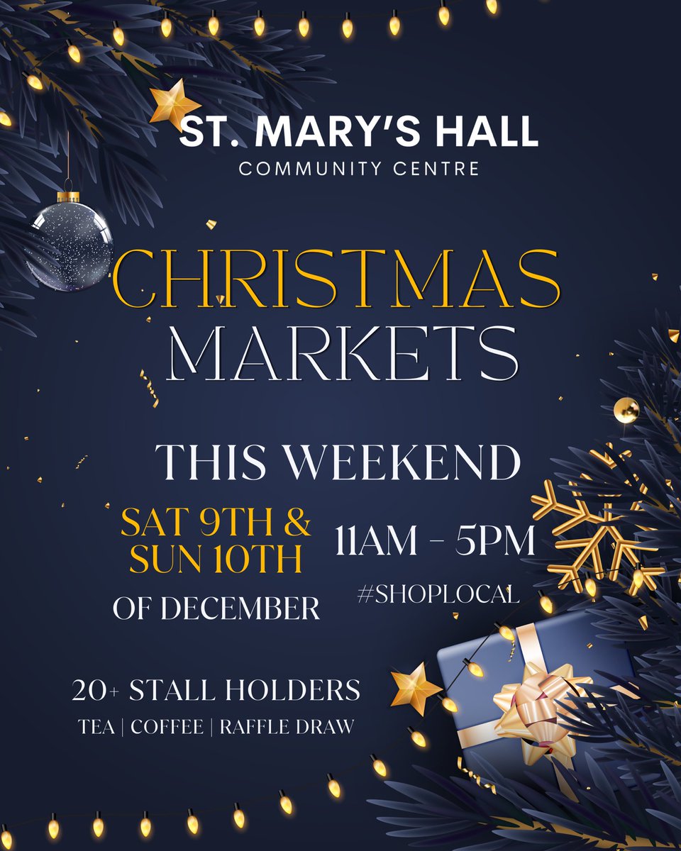 We’re only a few days away from our Annual Christmas Markets, happening this Saturday 9th &amp; Sunday 10th December 11am - 5pm Over 20+ stall holders. 

Enjoy a cup of tea or coffee while browsing and try your luck with our raffle draw. #ShopLocal 

#Buncrana #Inishowen