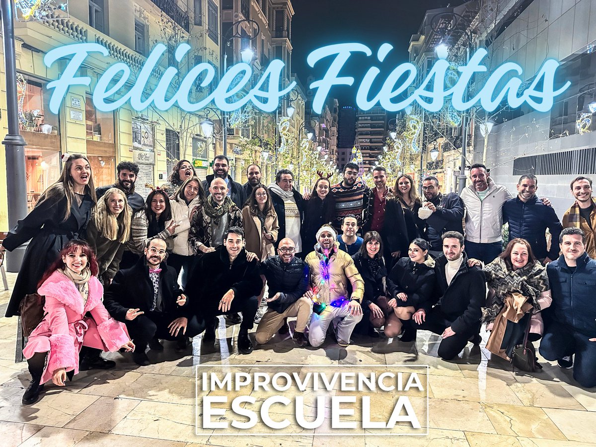 ImproVivencia's tweet photo. La Escuela ImproVivencia os desea unas muy Felices Fiestas 🥳💙
#FelicesFiestas #EscuelaImproVivencia #AceptaySigue https://t.co/EGG9YnngTT
