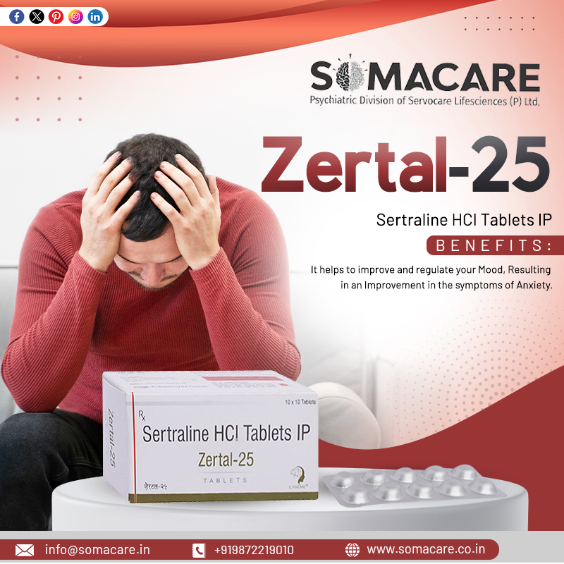 Somacare is a Leading ISO Certified PCD Pharma Franchise Company in India that offers 'Zertal-25' Tablets that regulate your mood and treat anxiety disorder.

Website: somacare.co.in 
Call us: +919872219010 
Email: info@somacare.in

#pcdfrachise #neuropsychiatryfranchise