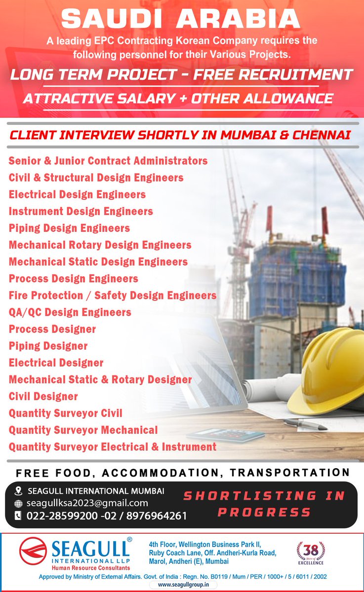 hrd1_seagull's tweet photo. 🇸🇦Saudi Arabia Jobs 
‼️Free Recruitment 
✔️Shortlisting In Progress - Long Term Project 
📍Client Interview Shortly In Chennai &amp; Chennai
.

.

.
#saudiarabiajobs #seagull #mumbaijobs #electricaldesignengineer #pipingdesignengineers #processdesignengineers #civildesigner https://t.co/7GmKxJPdtk