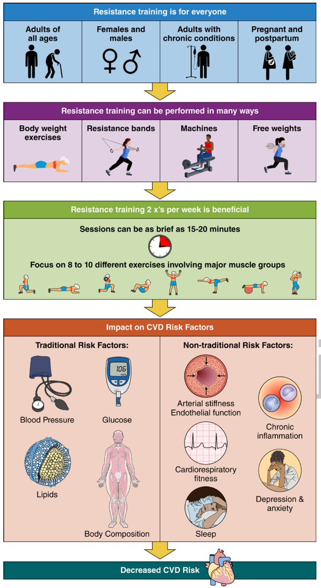 Resistance Exercise Training in Individuals With and Without Cardiovascular Disease: 2023 Update: A Scientific Statement From the American Heart Association…
ahajournals.org/doi/10.1161/CI…