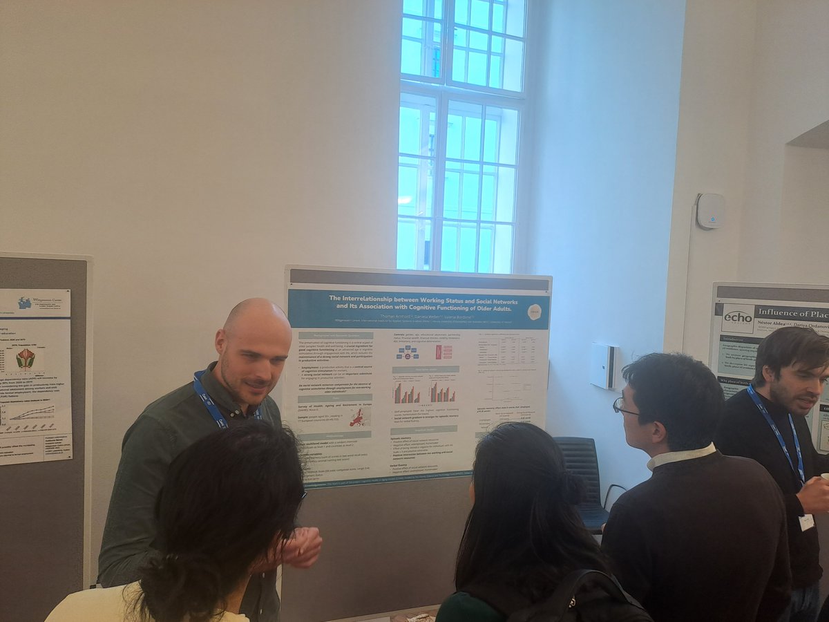 The poster session just started @WiCVienna conference #PopHet23: check the poster presented by our team member @t_arnhold_ on activity status, social networks and cognition in later life usibg @SHARE_MEA data