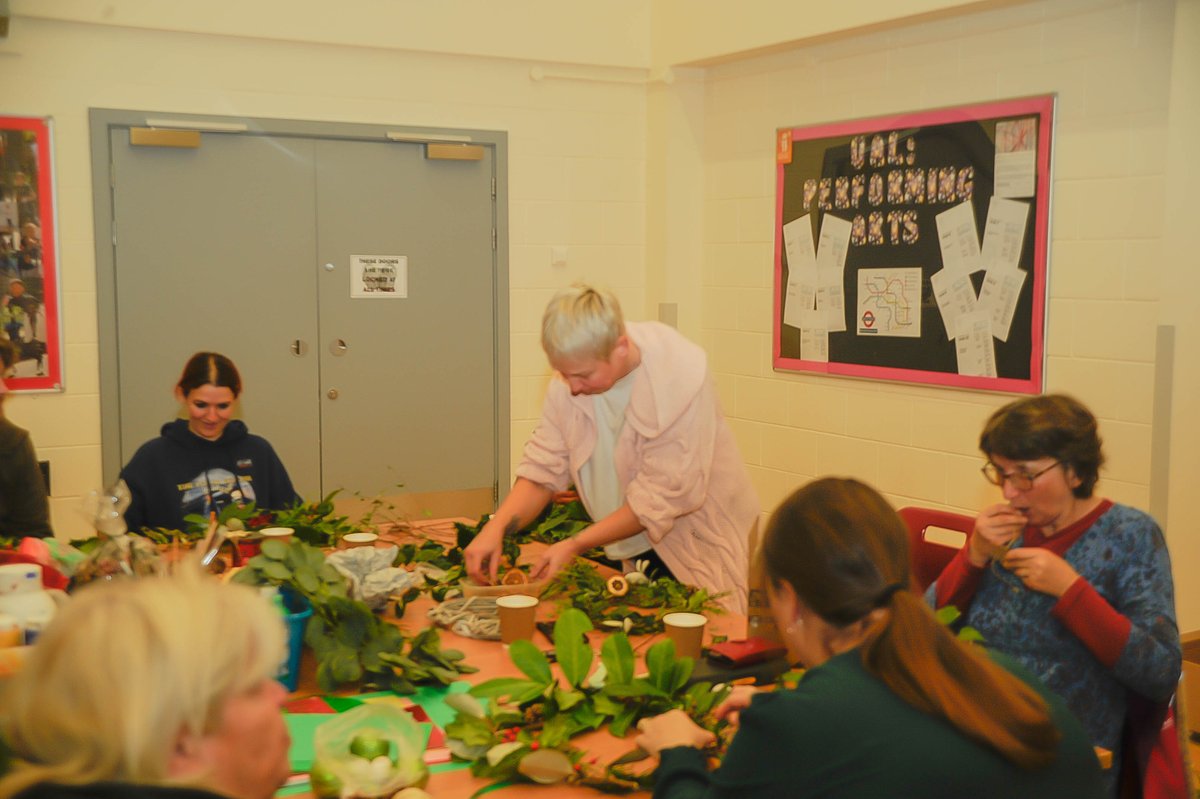 Parent and carer wreath making class, hard at work this morning. A great time had by all!