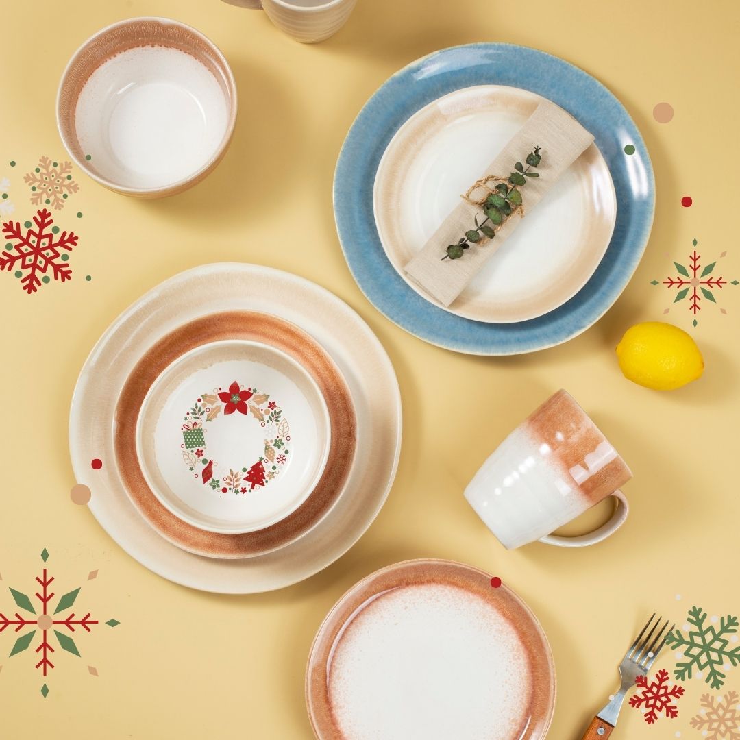 Xmas Snowmelt Collection Reactive Glaze Dinnerware Set, Amber, Yellow, Blue
Elevate your dining experience with our unique Reactive Glaze Dinnerware Set. Each piece is one of a kind, featuring a stunning variegated coloring effect.#ReactiveGlaze #DinnerwareSet #ElevateYourDining