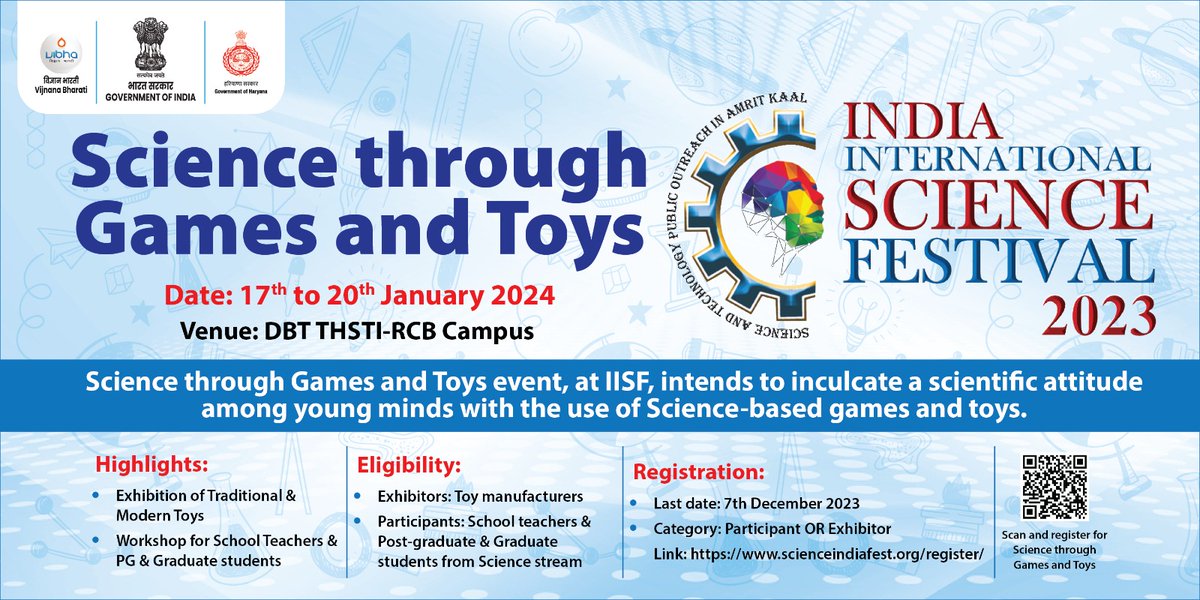From toys to breakthroughs, join us at #IISF2023 for a playful journey into scientific wonders! Explore, learn, and innovate through the magic of games.
For registration click here: scienceindiafest.org 
<a href="/IndiaDST/">DSTIndia</a> <a href="/isro/">ISRO</a> <a href="/nifindia/">NIF - India</a> <a href="/CSIR_NIScPR/">CSIR-NIScPR</a> <a href="/PMOIndia/">PMO India</a> <a href="/PIB_India/">PIB India</a>