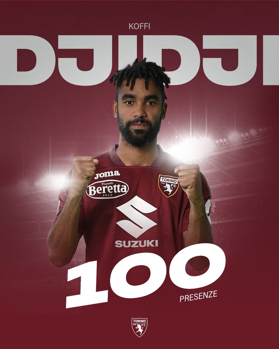 TorinoFC_1906's tweet photo. 1️⃣0️⃣0️⃣ presenze in maglia granata per Djidji 🐂

Bravo Koffi 👏

#SFT https://t.co/IIbwVcJ43s