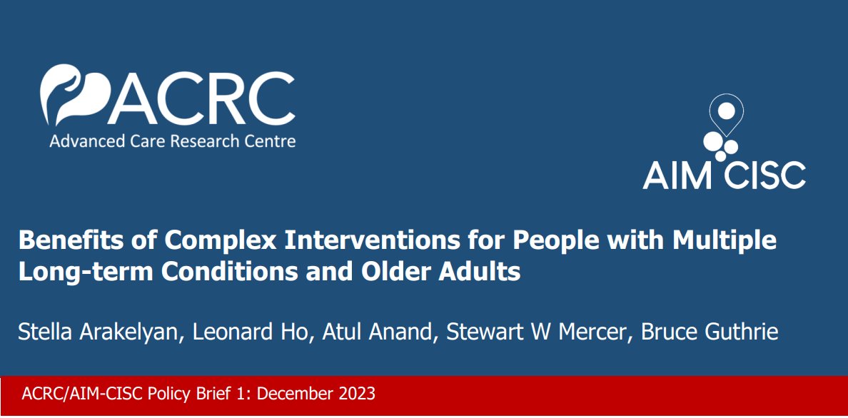 Read our latest Policy Brief - Complex Interventions for People with Multiple Long-term Conditions - summarising key findings and policy implications from our recent evidence syntheses: edin.ac/3GvEzBt #multimorbidity #mltcs @DrStellaArakel @atula_tweets @Stewmercer