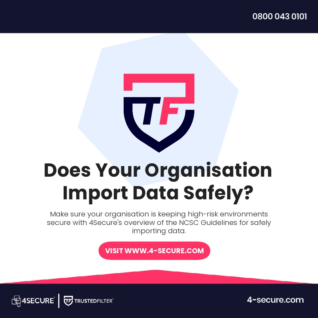 Is Your Organisation Importing Data Safely?

4Secure's simple #NCSC overview pulls out the necessary steps required to meet #NCSC and how to secure your systems beyond the guidelines using cross domain solutions.

4-secure.com/the-ncsc-guide…