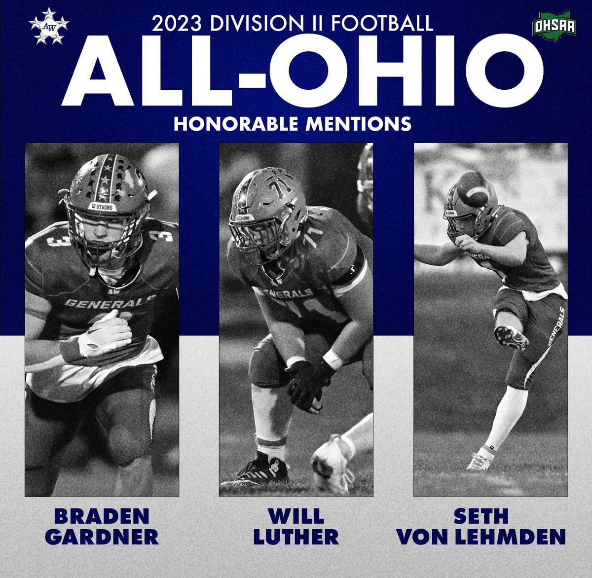 AWHSFootball's tweet photo. Congrats to our 2023 ALL-Ohio 2nd Team, 3rd Team, and Honorable Mention!! https://t.co/LPZ9dDIMWv