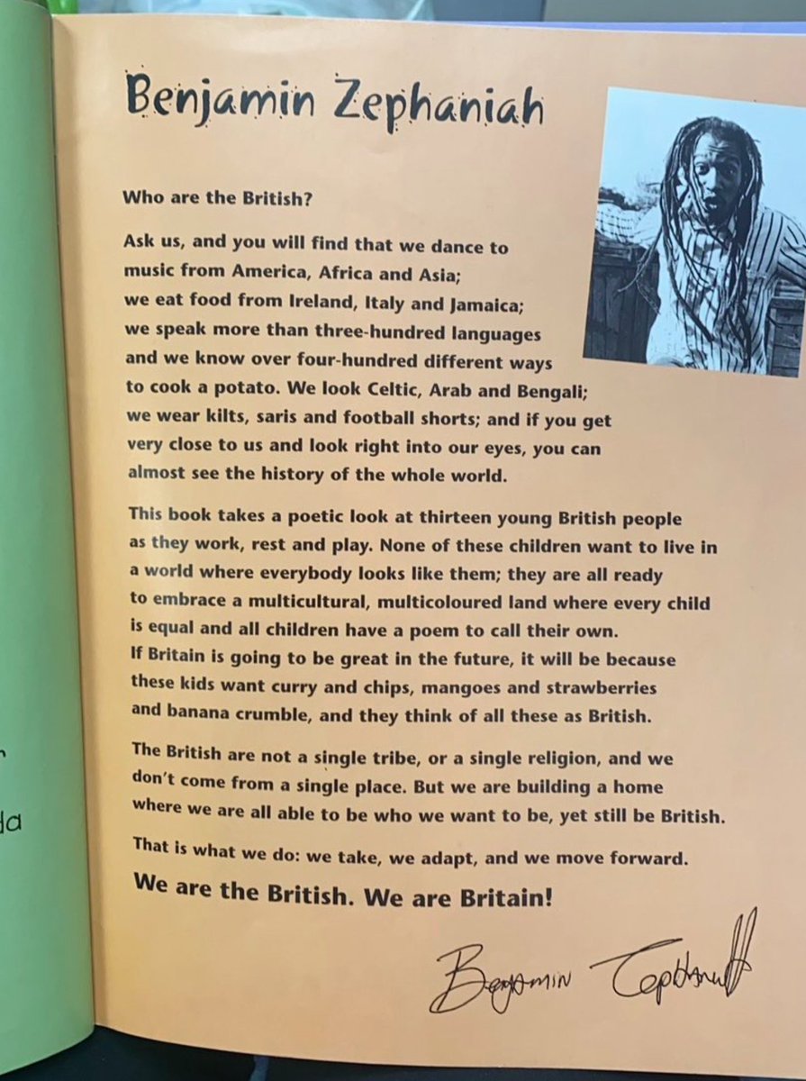 What an exceptionally generous human #benjaminzephania was, to come from such strife and give SO much love. What an enormous loss. If we all thought like him, Britain might be the best place in the world. Read this to your kids! (Intro to his kids book We are Britain).
