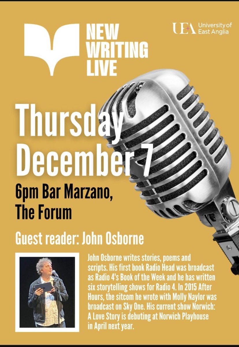 juliannepachico's tweet photo. TONIGHT #NewWritingLive readings with @JohnOsRadioHead
and @uealdc readers! Don't miss it! π€ππ€―
@NewWritingNet https://t.co/25fPofmo5d