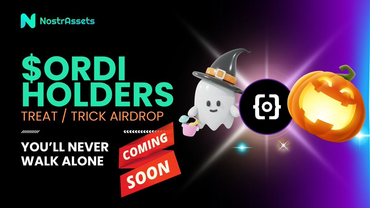 LnfiNetwork's tweet photo. 🚀$ORDI Holders, you've played a vital role in fueling the growth of the #Bitcoin ecosystem.

🎁TRICK OR TREAT! We've got a surprise #airdrop for you coming soon! 

YOU'LL NEVER WALK ALONE!

📷Snapshot: 5 Dec 5AM UTC+8

💬Tell Your $ORDI friends!

📢Details to be announced. https://t.co/vP7o7uTkwm