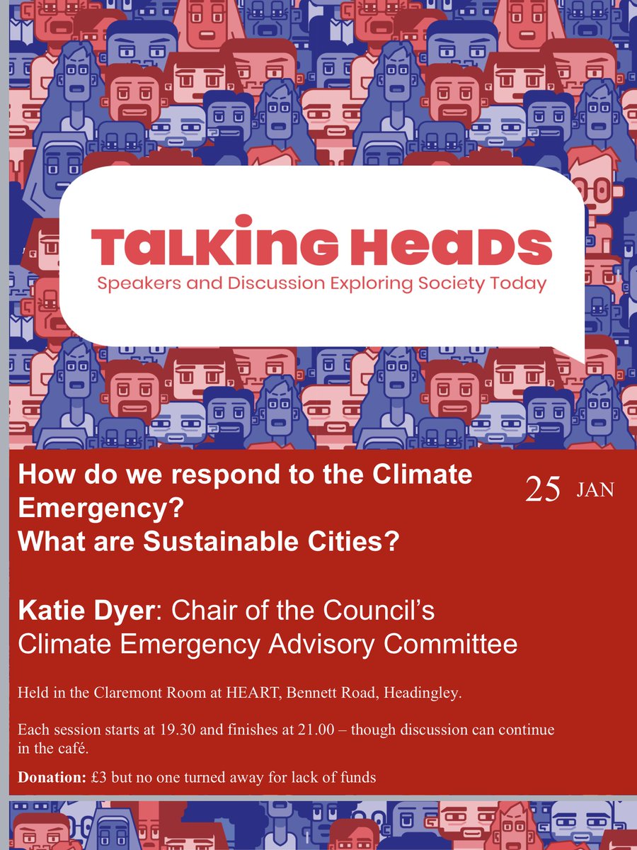 Headingley Development Trust (@hdtheadingley) on Twitter photo One for your New Year diaries. Talking Heads at <a href="/HeadingleyHEART/">HEART - Headingley Enterprise & Arts Centre</a> January 25th, 7.30pm #ClimateEmergency <a href="/ZeroHeadingley/">ZeroCarbonHeadingley</a> <a href="/LeedsCC_CEAQ/">LCC Climate, Energy & Air Quality</a> One for your New Year diaries. Talking Heads at <a href="/HeadingleyHEART/">HEART - Headingley Enterprise & Arts Centre</a> January 25th, 7.30pm #ClimateEmergency <a href="/ZeroHeadingley/">ZeroCarbonHeadingley</a> <a href="/LeedsCC_CEAQ/">LCC Climate, Energy & Air Quality</a>