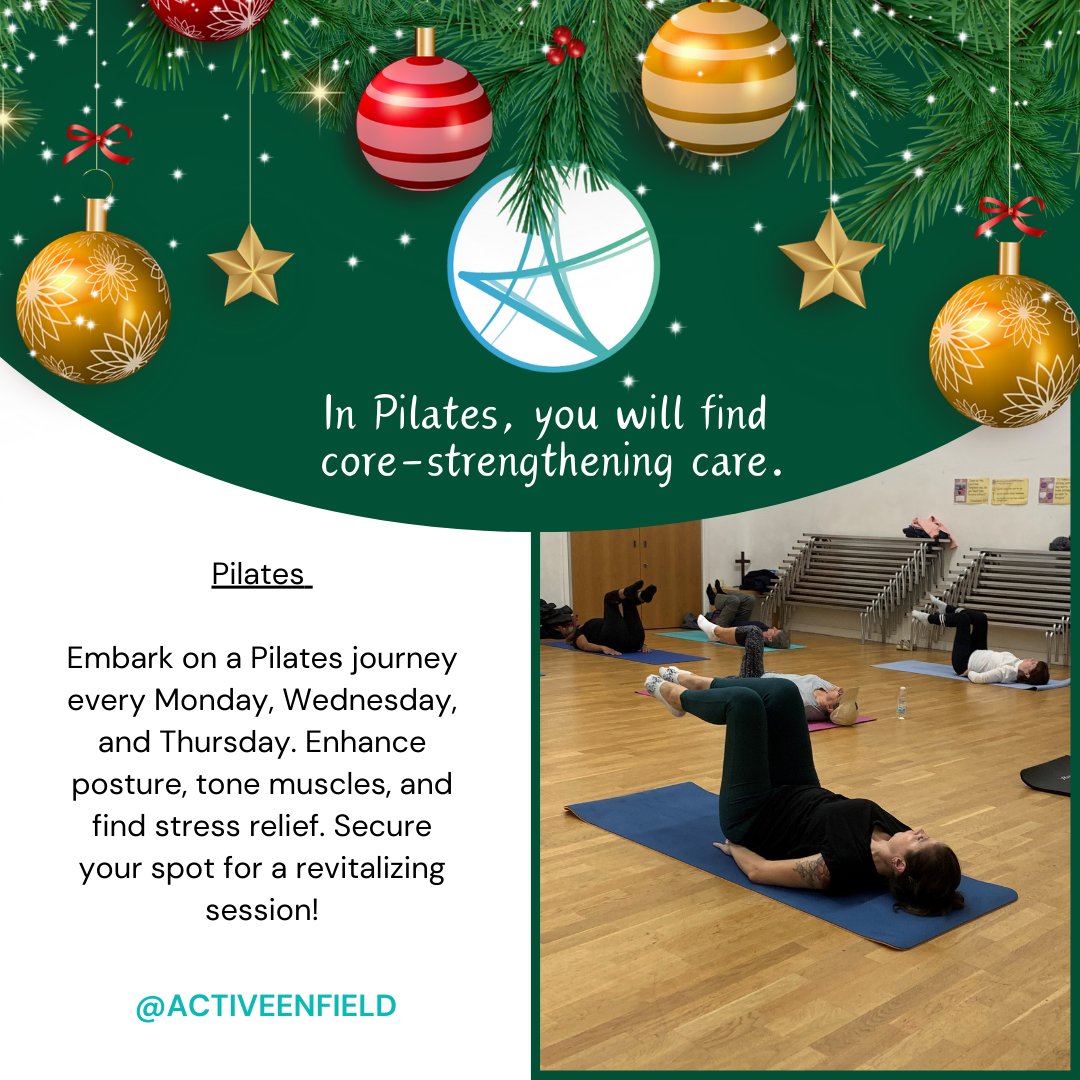 🧘‍♀️ Day 15 🌿 Explore mindful movement with Pilates! 📅 Starting January 2024, every Monday, Wednesday and Thursday! Strengthen your core, enhance flexibility, and find harmony. Elevate your fitness journey—book now! activeenfield.uk/whats-on/ #ActiveEnfield #Pilates #Day15