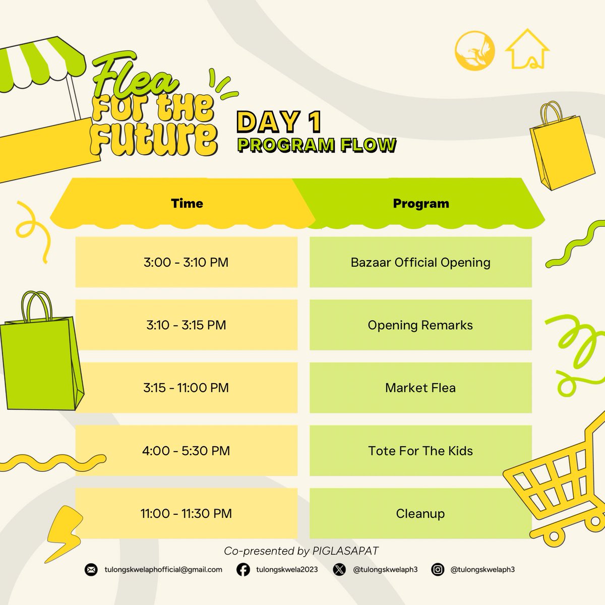 TulongSkwelaPH3's tweet photo. Eyes here 👀 and channel your inner shopaholic-ness 🛍️ as we release the Day 1 Program for 𝐅𝐥𝐞𝐚 𝐟𝐨𝐫 𝐭𝐡𝐞 𝐅𝐮𝐭𝐮𝐫𝐞: 𝐂𝐡𝐫𝐢𝐬𝐭𝐦𝐚𝐬 𝐁𝐚𝐳𝐚𝐚𝐫! 🛒

📆 December 15-16, 2023
📍 F. Torres St. (Fronting Hotel Esse)
⏰ 3:00 PM - 11:30 PM https://t.co/CwOnL6G6Lu
