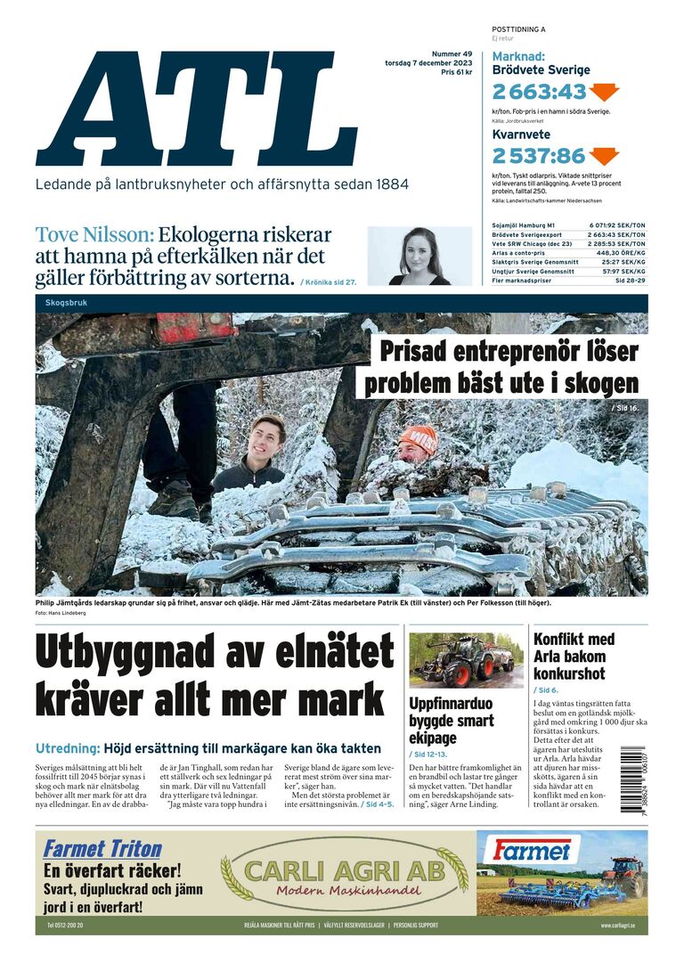 Ny e-tidning ute❗
🔹Konflikt med Arla bakom konkurshot
🔹Utbyggnad av elnätet kräver allt mer mark
🔹Prischock väntar kunder till Ludvig &amp; Co
LÄS DEN HÄR: atl.nu/etidningen