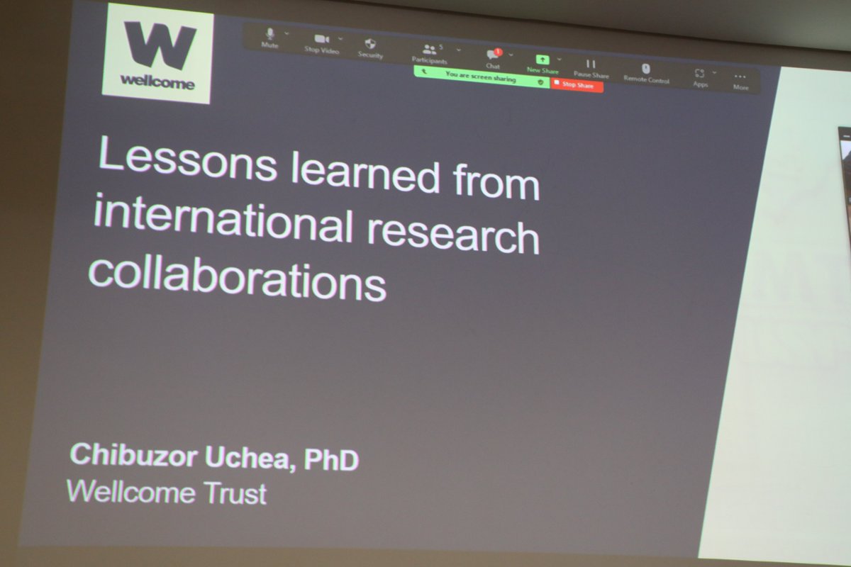 We are now hearing from <a href="/Uchea_C/">Chibuzor Uchea</a> of <a href="/wellcometrust/">Wellcome</a> about what we can learn from other international collaborations, and what we can learn from our own experiences as @camo_net1. 

This is an exciting discussion as we work towards being a shining example for others to follow 🌎