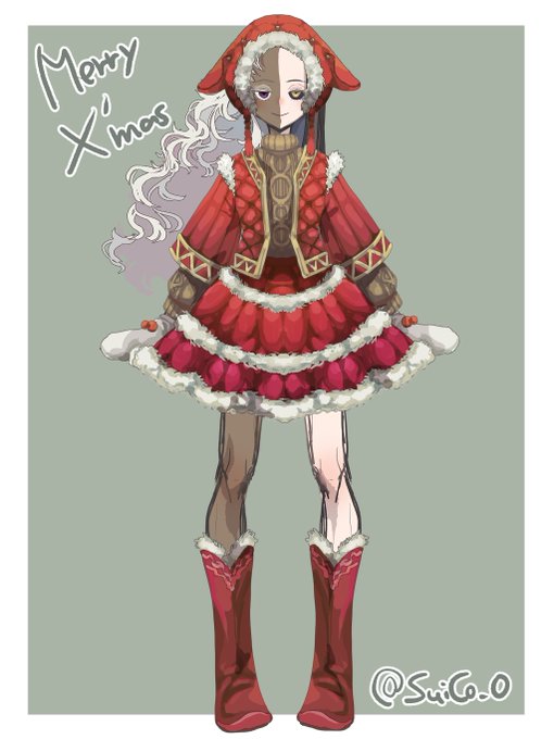 「merry christmas red dress」 illustration images(Latest)｜2pages