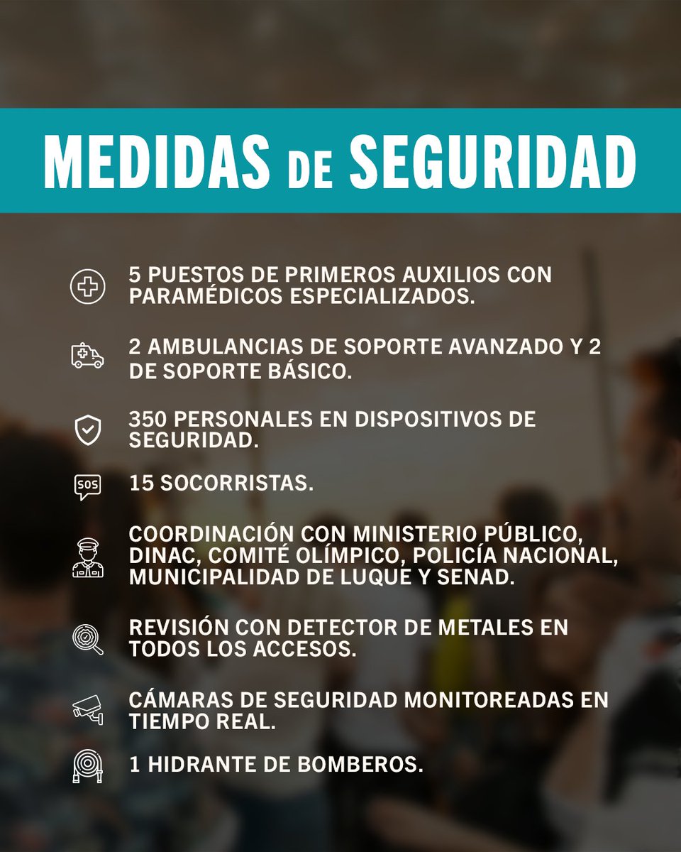 Te proporcionamos las Medidas de Seguridad para #PrimaveraSoundAsuncion 🌷- Reflect What You Are🪞

🗓️7 de Dic.
🏟️COP✨
📣 Entradas disponibles en @ticketeapy y vía web ticketea.com.py/events/primave…
💫Clientes Itaú 10% de Dto y 10 cuotas sin intereses.