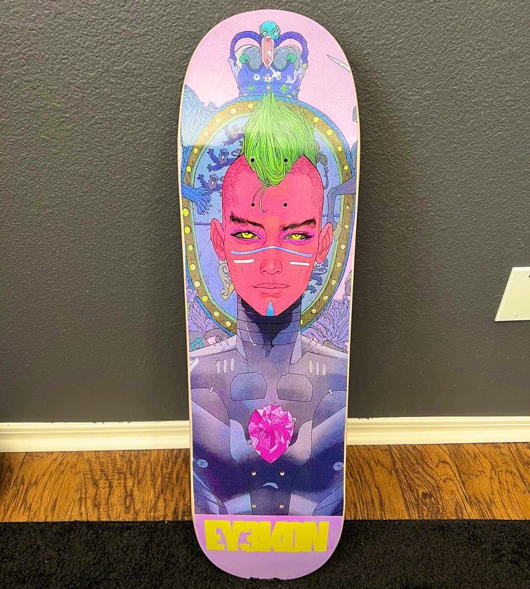 Until the end of the year, I want to talk about the projects that I support and believe in moon🖤

And <a href="/EY3K0N/">EY3K0N</a> is my number one project! I even have a skateboard with my nft from my fren <a href="/2xTHErice/">twiceTHErice 🤙🏽</a> 🔥

•their own comic with marvel team
•collaboration with major influencers