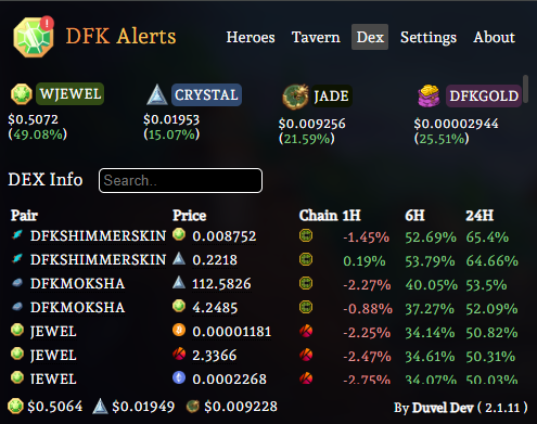 Latest update is live! You can now choose the "Dex" screen as default when you open the app