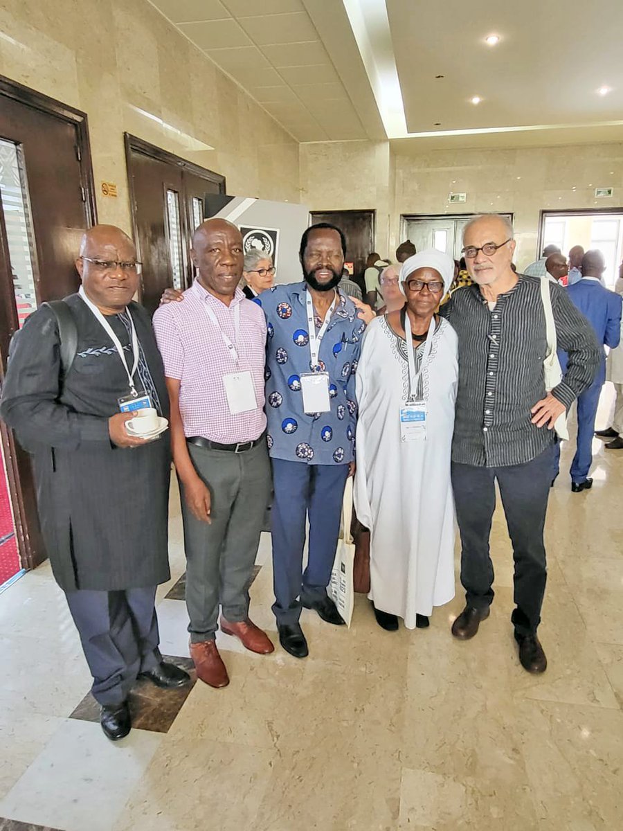 The @kabuniversity Vice Chancellor @jckwesiga networking at the ongoing General Assembly and celebration of 50 years of the Council for Social Science Research in Africa @CODESRIA in Senegal. Others are Prof. H Mwanaki DVC @Makerere Prof. Ahikire, Prof M. Mamdani, Prof. Nyog'o