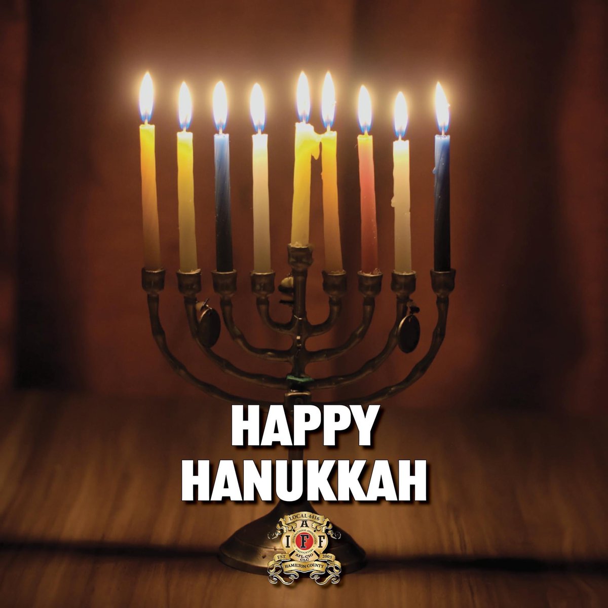 The Hamilton County Professional Fire Fighters would like to wish our members, families, and friends who are celebrating a Happy Hanukkah. We hope you have a joyous celebration full of peace, love, and light. #Hanukkah
