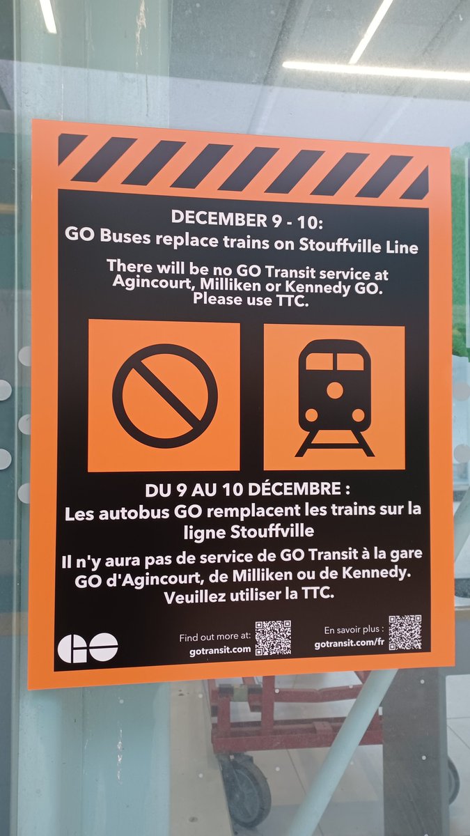 For a rider from Agincourt GO, this is a sign of dread <a href="/GOtransit/">GO Transit</a> <a href="/GOtransitST/">Stouffville Train</a> <a href="/Metrolinx/">Metrolinx</a>