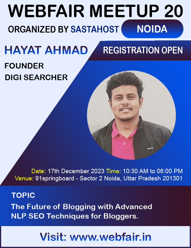 webfairindia's tweet photo. ๐ Dive into the future of blogging with Hayat Ahmad at WebFair Meetup 20, Noida ๐Don't miss out, Register Today โผ๏ธ๐ Visit https://t.co/fKx5ygrt7T
#WebFairMeetup20 #AdvancedNLPTechniques #Blogging https://t.co/kiAfX35kWo