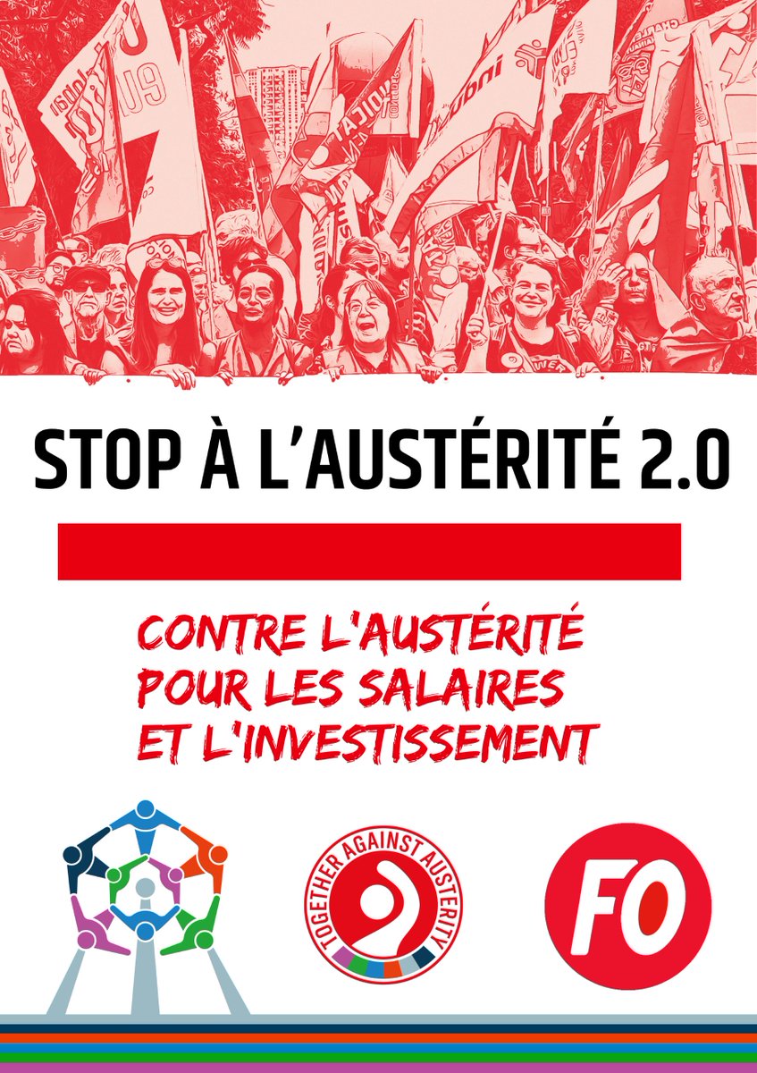 FO sera présente à #Bruxelles le 12 décembre prochain pour une manifestation #européenne contre l'#austérité. STOP à l'austérité 2.0 !