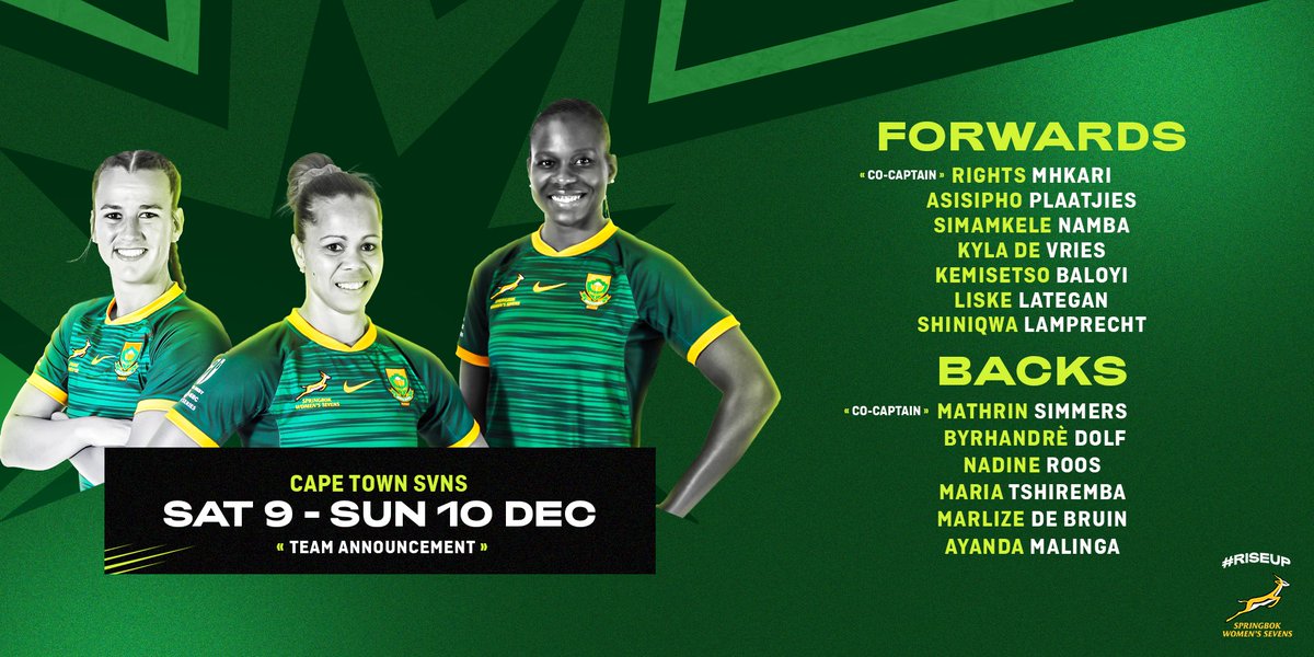 Two exciting replacements have been called up for the #BokWomen7s in Cape Town this weekend - more here: tinyurl.com/5ye8yjmv ✅ #RiseUp #HSBCSVNSCPT