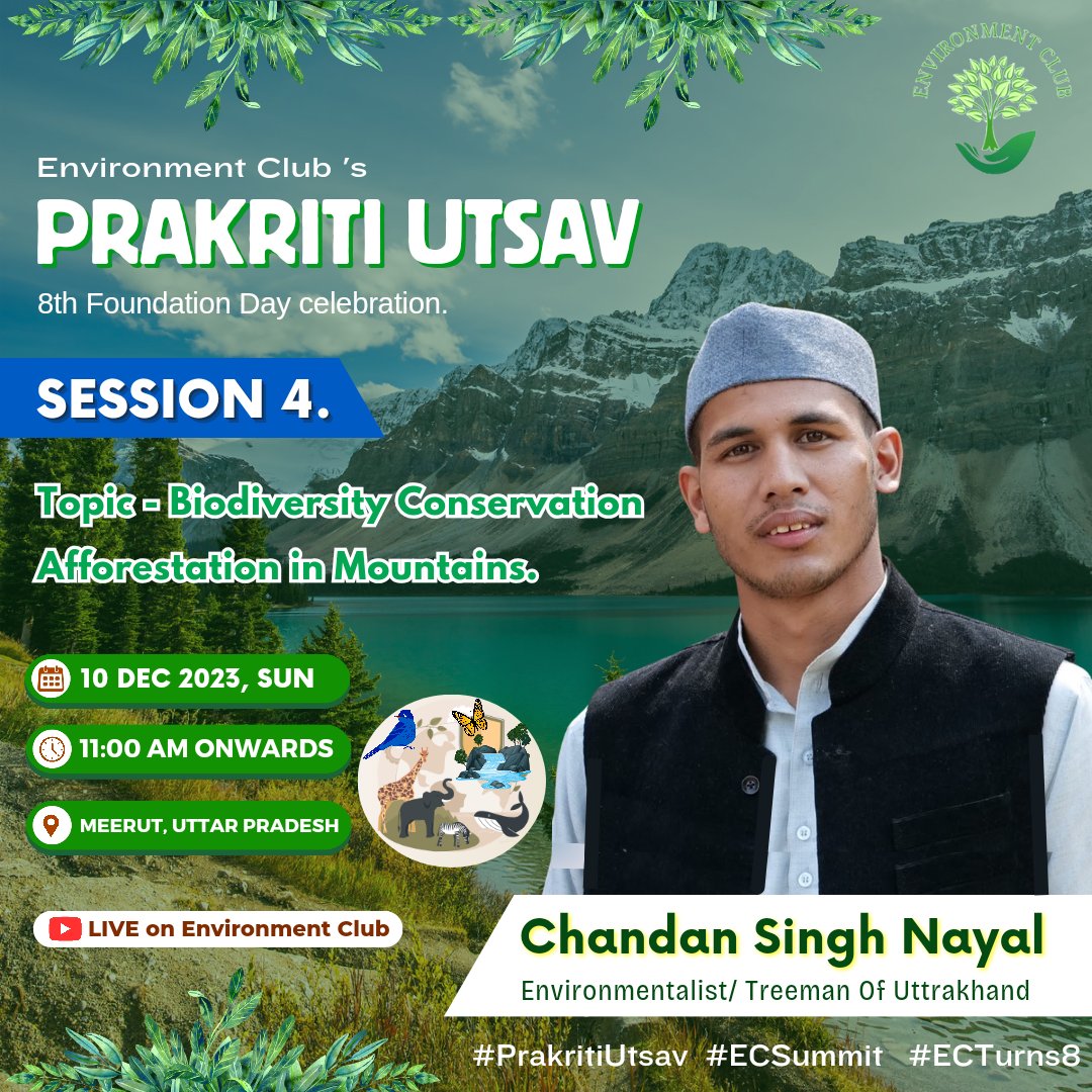 enclubcampaign's tweet image. Meet Chandan Singh Nayal in #PrakritiUtsav on #ECTurns8 .
Session 4 of #ECSummit will be with Environmentalist from Nainital Mr. Chandan Singh Nayal.
Happening this Sunday, 10 Dec 23 in Meerut, Uttar Pradesh. 
@enclubmrt