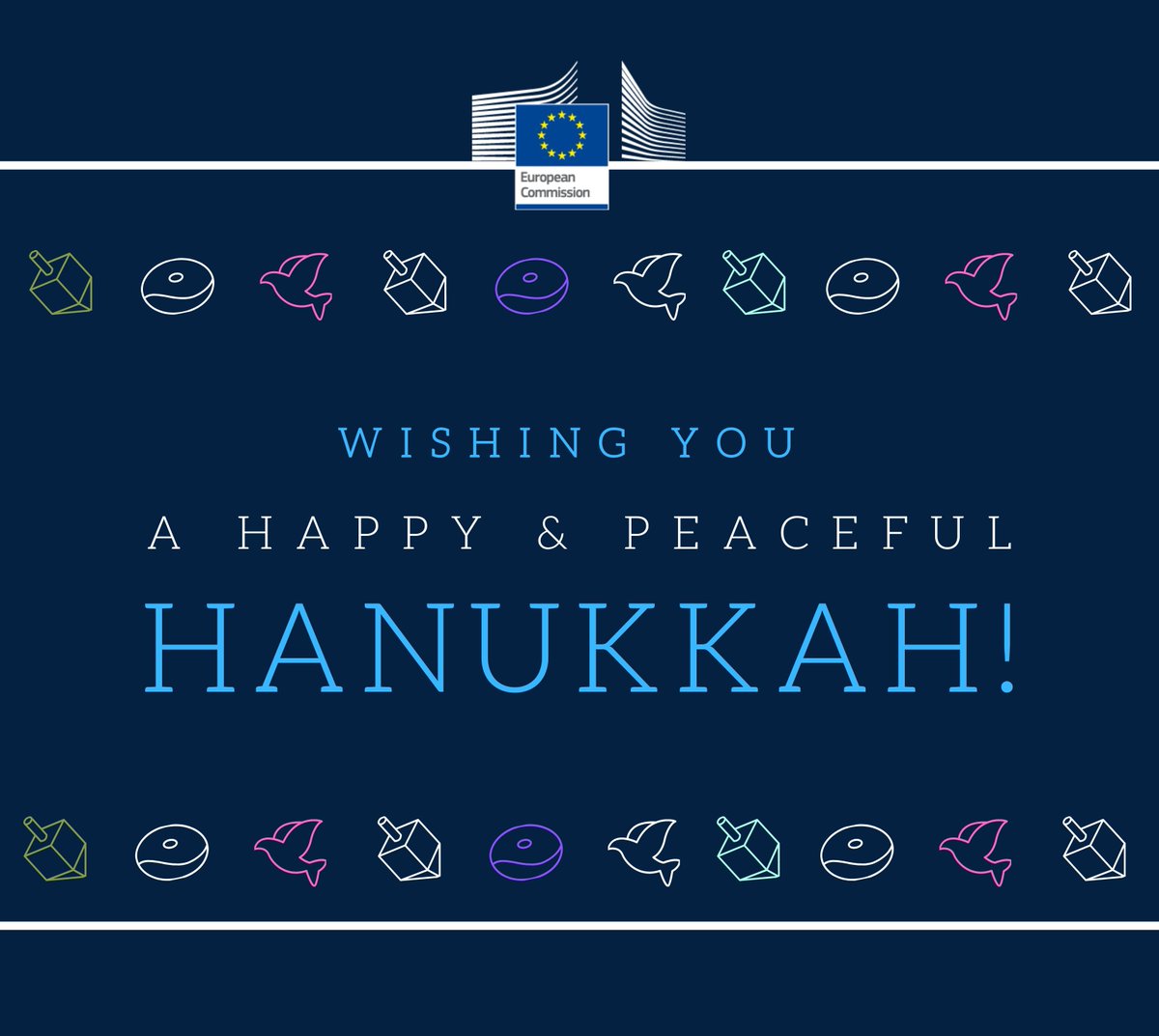 Wishing all Jewish friends and their families a peaceful, joyous and happy #Hannukah!

In these difficult times, let’s choose light and remind us all that light drives out darkness and creates unity.

#EU4JewishLife   #No2Antisemitism