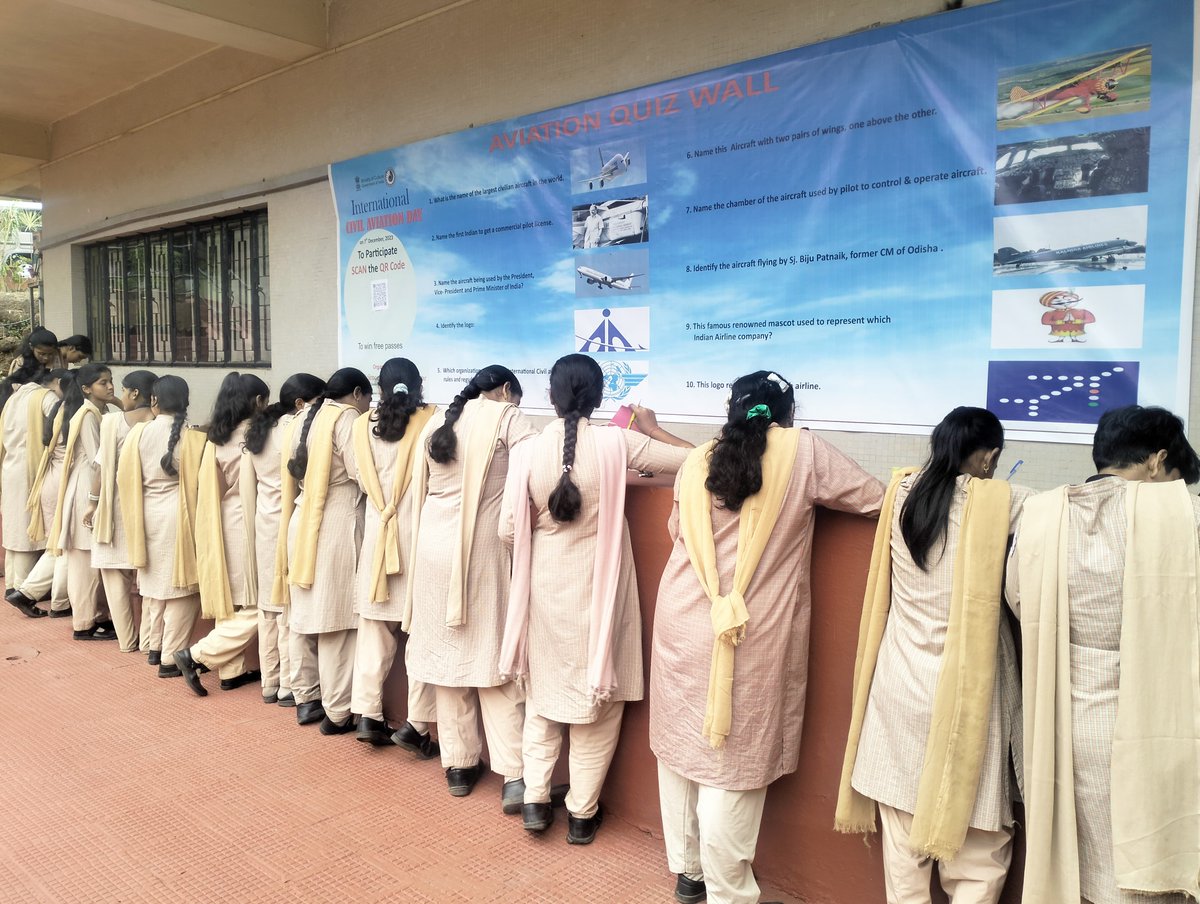 RSCBhubaneswar's tweet photo. Various activities like #InteractionSession #AviationQuizWall and #shareyourmemories on #myfirstflightexperience were conducted during celebration of #InternationalCivilAviationDay conducted by @RSCBhubaneswar a unit of @ncsmgoi on 7th December 2023. https://t.co/9b5znbJ41s