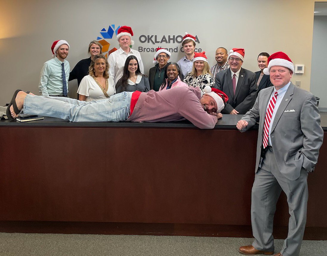 So, this photo is the first. Thank you so much to Michael Sanders &amp; his wonderful staff @ Oklahoma Broadband in OKC. The only way I could fit in the photo was to lay on the furniture, so who am I to say no when I'm getting a pile of money. 💰 Thank you so much Michael <a href="/OGandE/">OG&E</a>