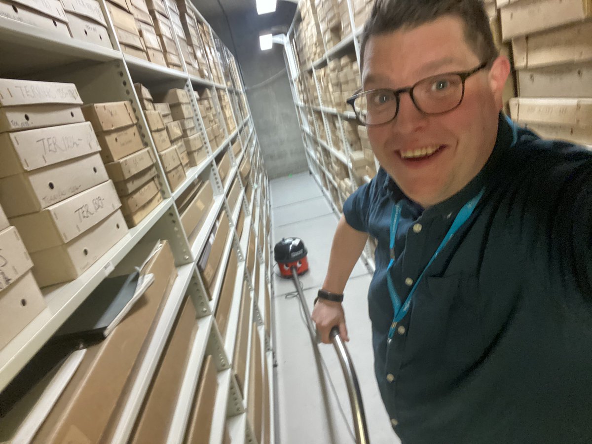 Busy day today - 4 meetings, a lunch do in celebrate the achievements of our placement students from <a href="/YorkStJohn/">York St John University</a>; a training session on dealing with soaking wet archives from <a href="/moreleavespls/">Catherine Firth</a> and then the annual vacuuming-of-the-strongroom with Henry.