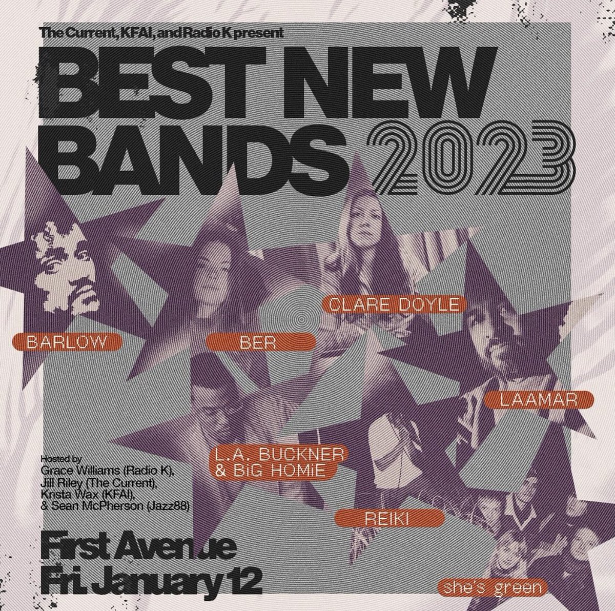 In case you missed it: @FirstAvenue announced their lineup for Best New Bands of 2023! Congratulations to all the great artists included. 👏👏👏 All will be performing at this great local showcase Jan 12 in the Mainroom. 🎵🤘