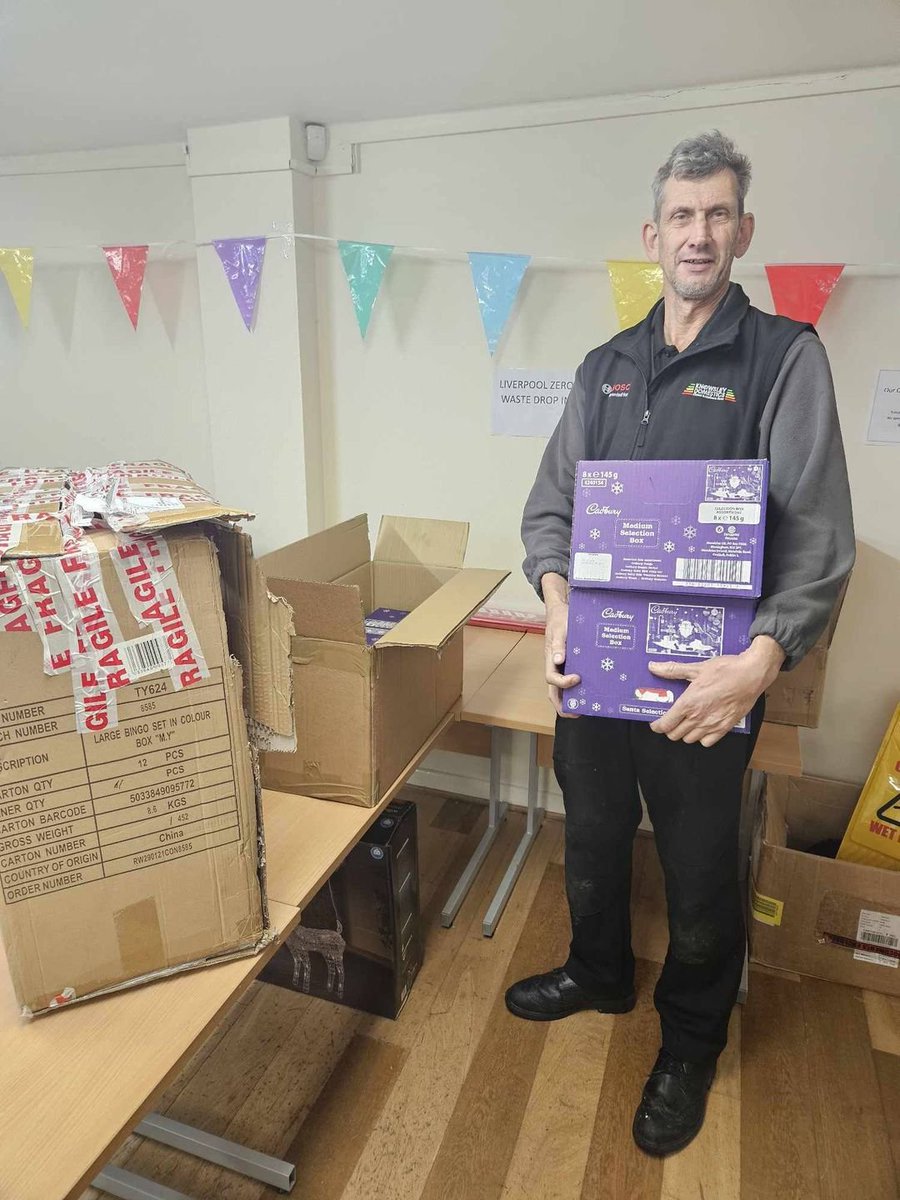 A huge thank you to Knowsley Domestics who popped in today and delivered boxes and boxes of selection boxes. We are very grateful of your support. Thank you.