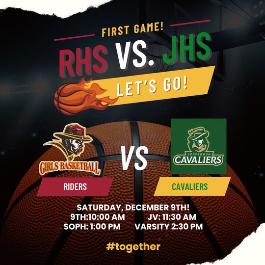 RiderGirlsHoops's tweet photo. 2 days till Game Day! Season opener Saturday vs @SFJeffersonGBB! Tip off starts 10am with Varsity at 2:30pm. 

📍: Jefferson High School 
📺:  https://t.co/ZYKV1EP4eR

#together https://t.co/ZvCK2oAdyv