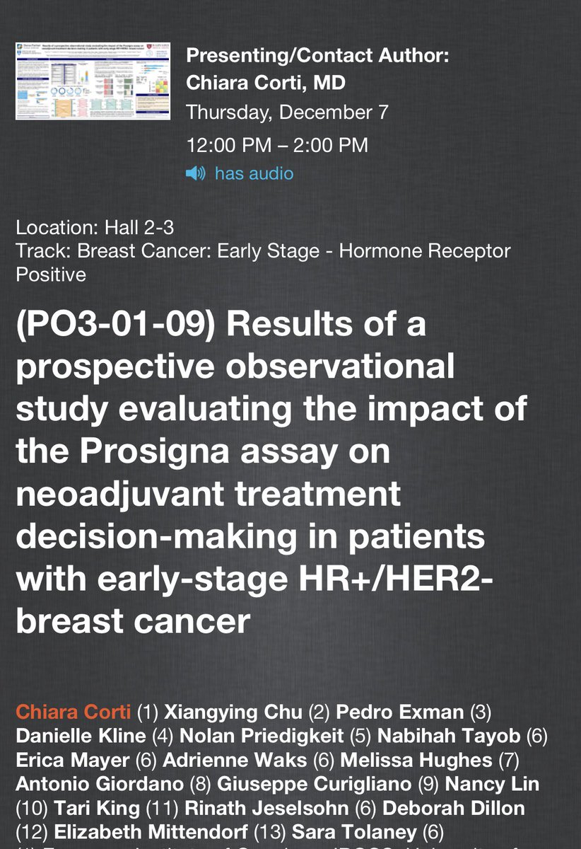 Dec 7th has arrived! You'll find our poster detailing the impact of performing Prosigna on upfront core biopsies on treatment decision-making at Hall 2-3 from noon to 2 pm. Thx once again to all the co-authors and to my @DFCI_BreastOnc mentor, Dr. @stolaney1 !