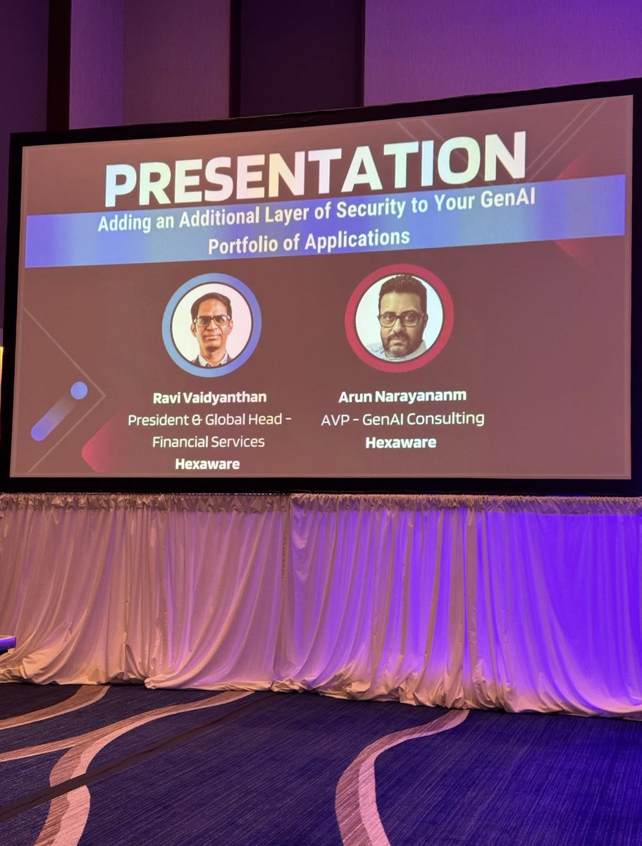 HexawareGlobal's tweet image. Today's the day! Hexaware takes the stage at #FIMA Connect 2023 with our session, "Tensai® for #GenAI: Secure Your Generative #AI API Calls." Join us, be part of the AI security revolution, and empower data management in financial services! bit.ly/3tcCjfq
@jamirsavla