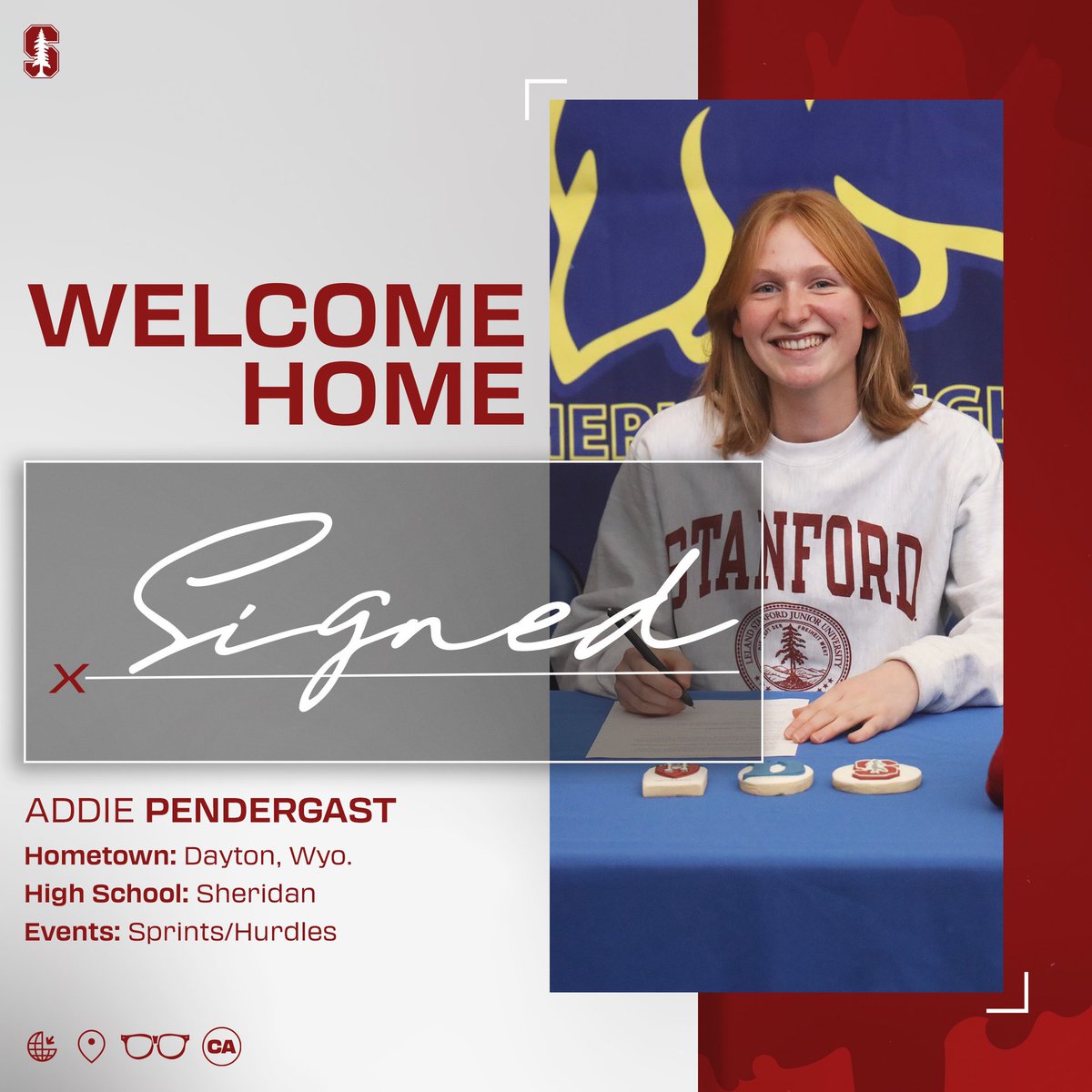 She’s a nine-time state champ and the Wyoming state 400 record-holder! Welcome <a href="/addiependergas1/">Addie Pendergast</a>! Some research is needed, but could Addie be the first Wyoming native on the women’s team since Stanford Hall of Famer Alicia Craig?

#GoStanford