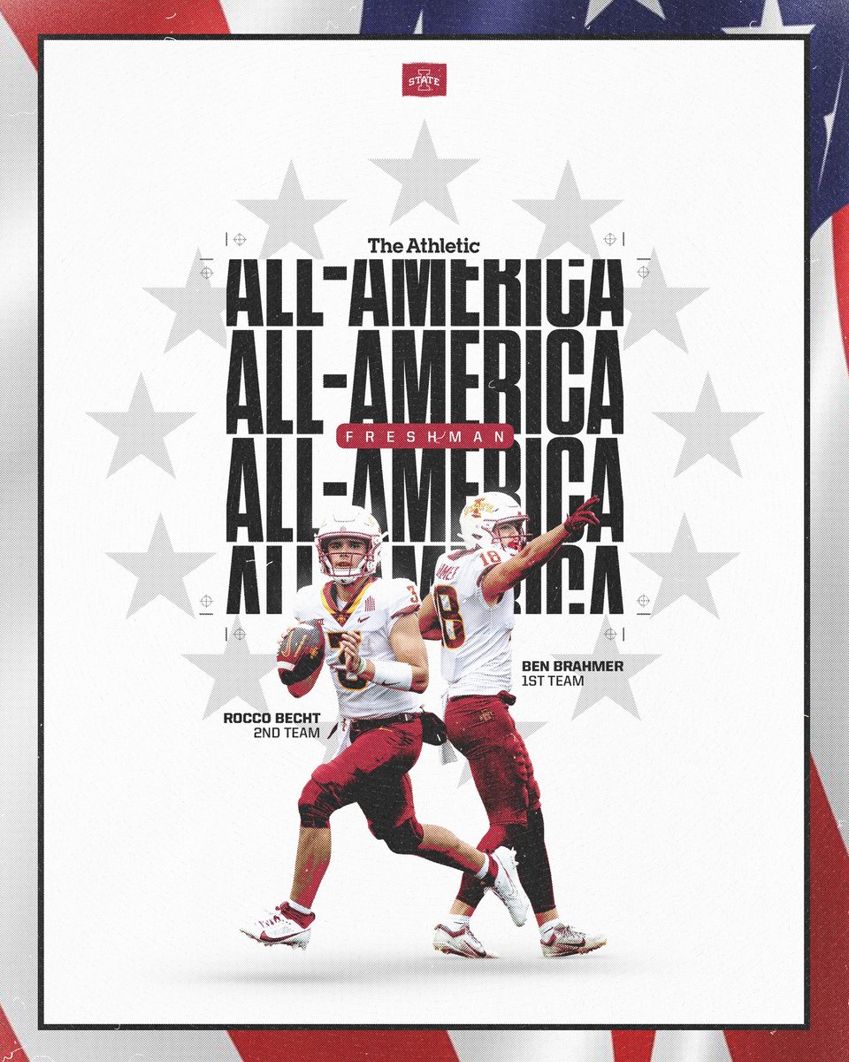 Iowa State Football (@cyclonefb) on Twitter photo .<a href="/TheAthletic/">The Athletic</a> Freshman All-America Team๐บ๐ธ
<a href="/BenjaminBrahmer/">Benjamin Brahmer</a>
<a href="/RoccoBecht/">Rocco Becht</a>
๐ช๐จ๐ช .<a href="/TheAthletic/">The Athletic</a> Freshman All-America Team๐บ๐ธ
<a href="/BenjaminBrahmer/">Benjamin Brahmer</a>
<a href="/RoccoBecht/">Rocco Becht</a>
๐ช๐จ๐ช