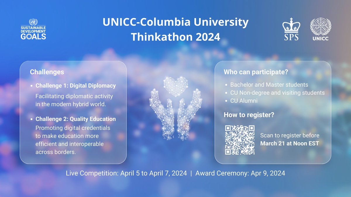 📣 Ready to make a difference? Registration is OPEN for the UNICC-Columbia University #Thinkathon2024! 🚀 Calling all undergrads and Master’s students – let's harness the power of Digital Public Goods (#DPGs) to shape a better world. Register NOW! 👇⏰ unicc.org/unicc-thinkath…