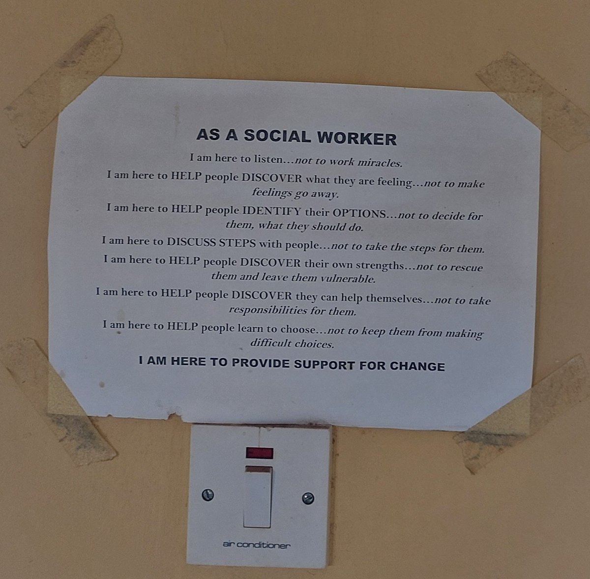 This is from the office of a Nigerian social worker. Wise words #Socialwork <a href="/BoscoCpc/">Bosco Child protection Centre Lagos</a>